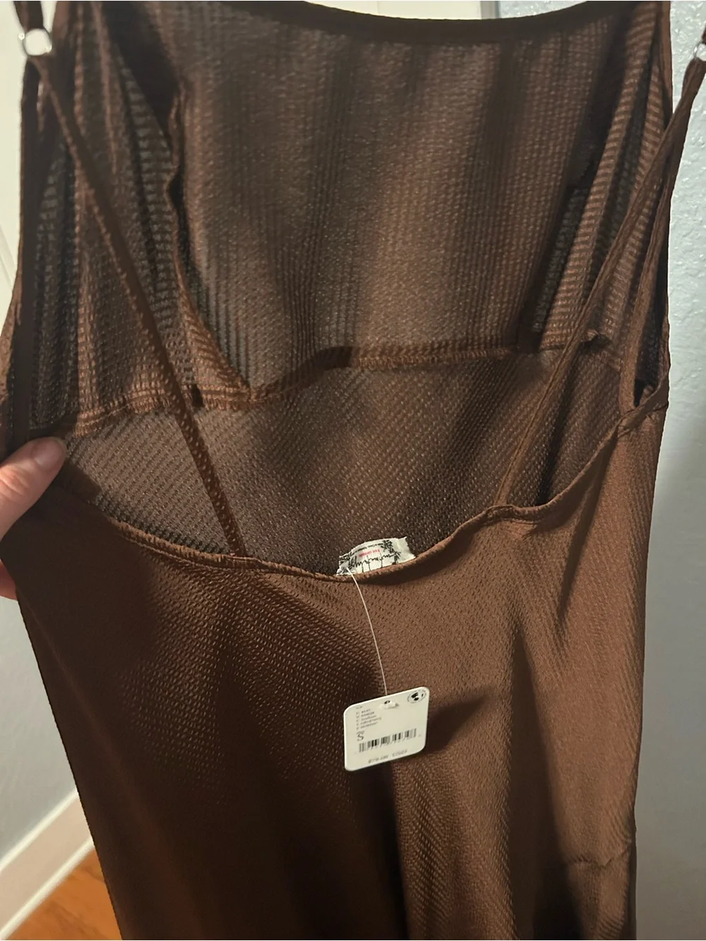 Free People Chocolate Brown Satin Slip Midi Dress - Picture 2 of 3